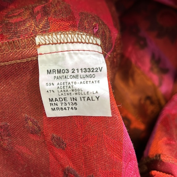 MARINA RINALDI Floral Metallic Jacquard wool acetate Pants in Burgundy waist 30 - Picture 13 of 16